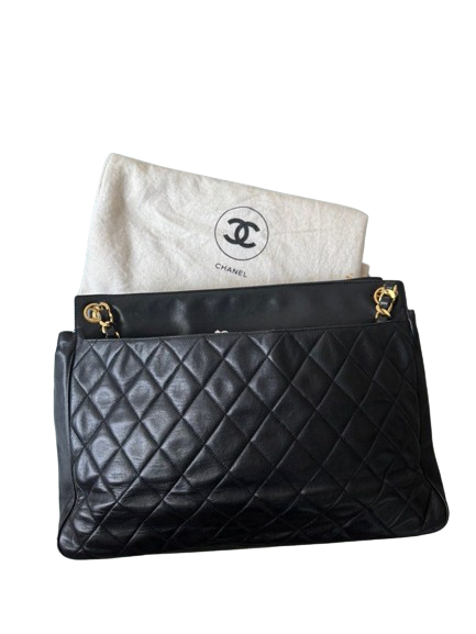 CHANEL Vintage CC Chain Lambskin Tote Bag