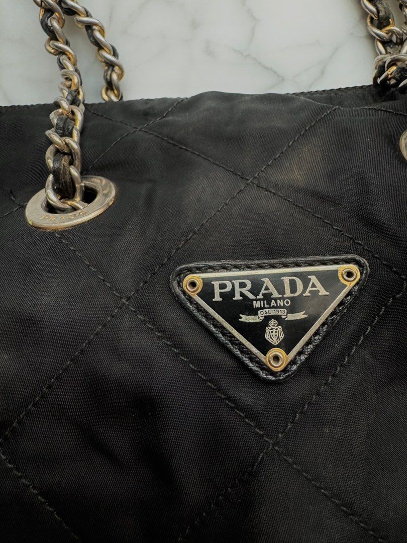 PRADA Quilted Chain Bag in Black & Gold (Vintage)