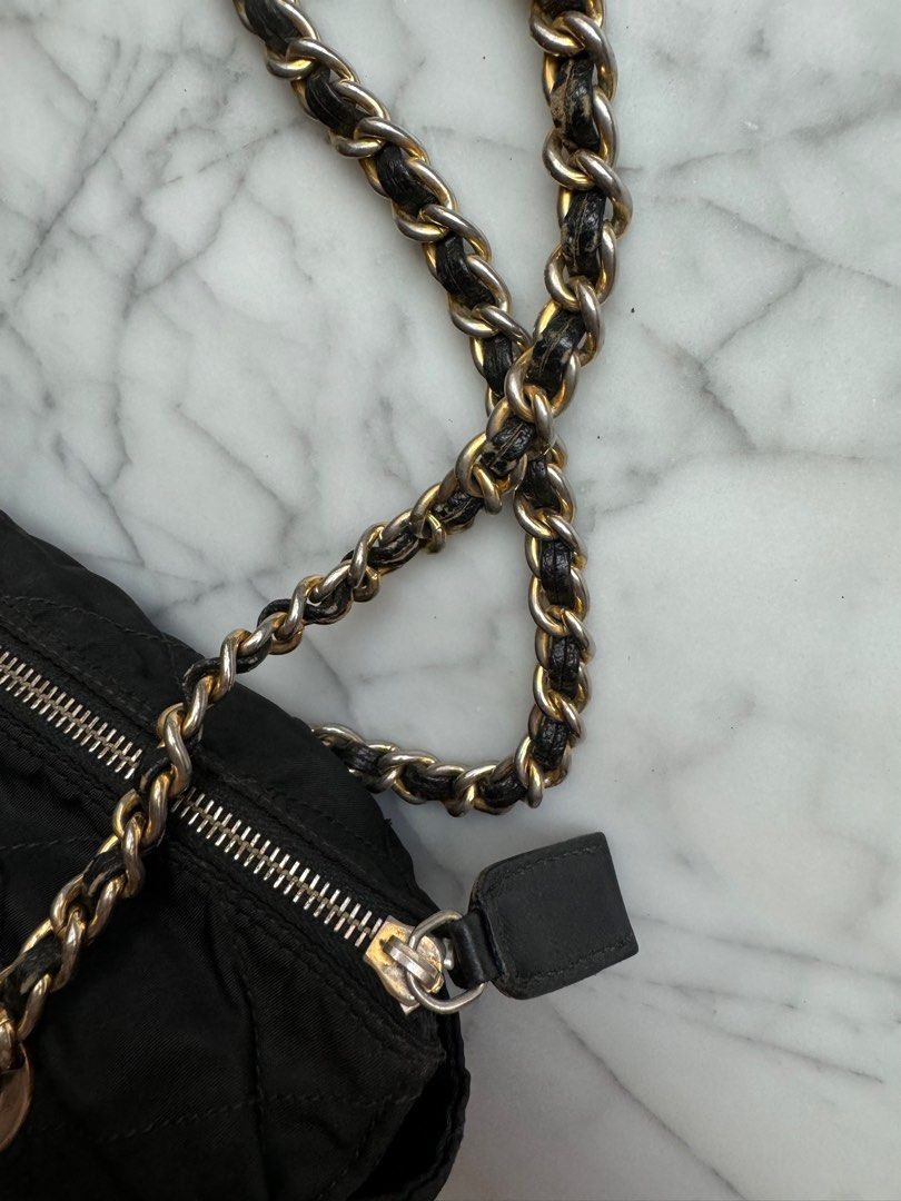 PRADA Quilted Chain Bag in Black & Gold (Vintage)