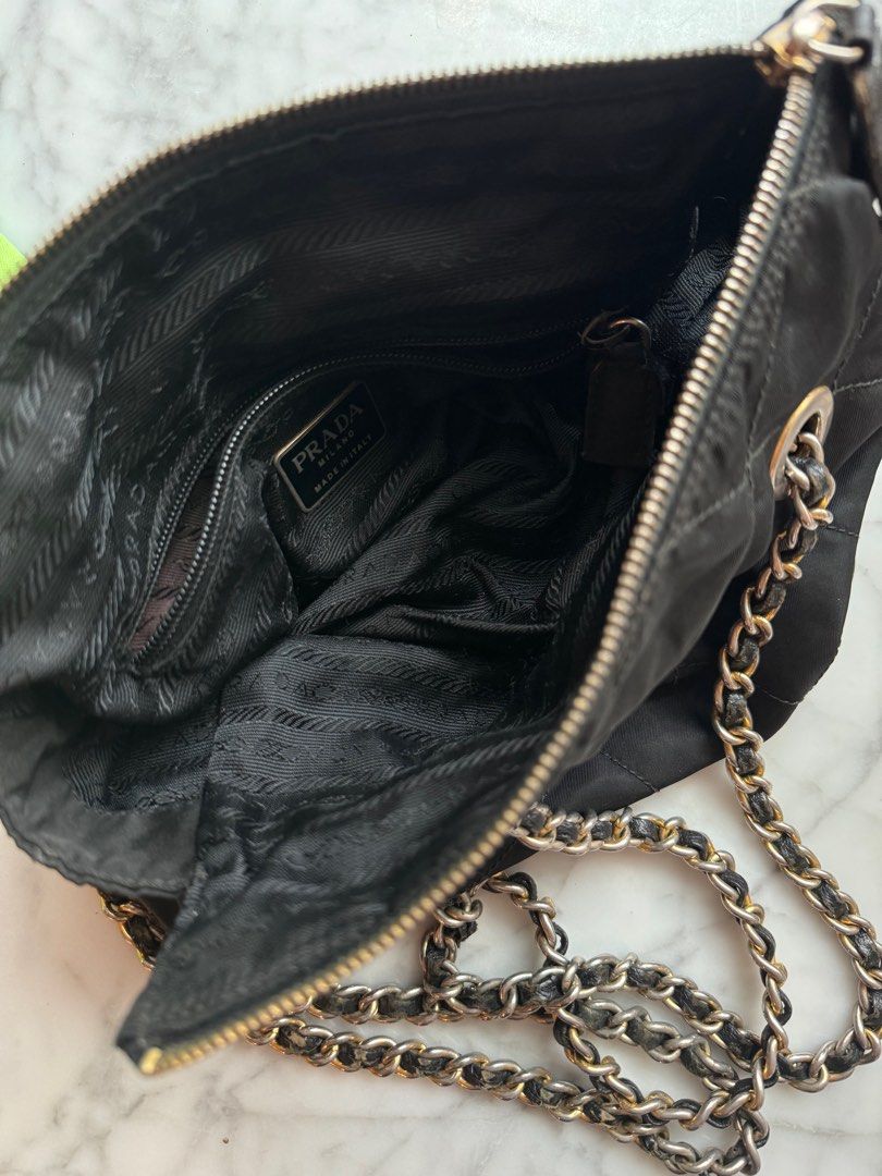 PRADA Quilted Chain Bag in Black & Gold (Vintage)