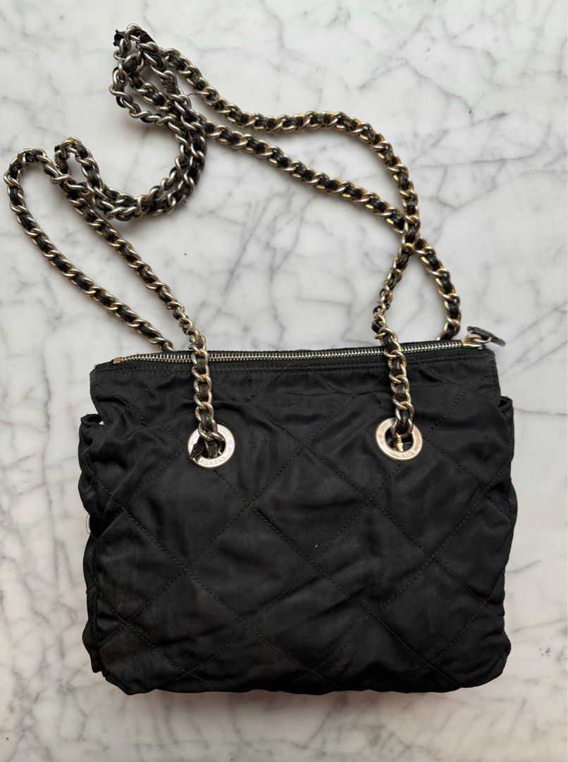 PRADA Quilted Chain Bag in Black & Gold (Vintage)