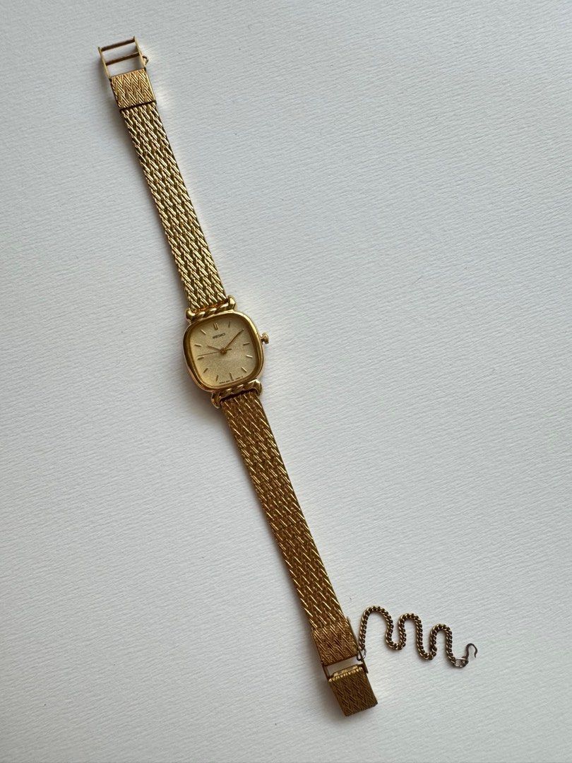 SEIKO Vintage Braided Gold-tone Rounded Square Ladies Watch