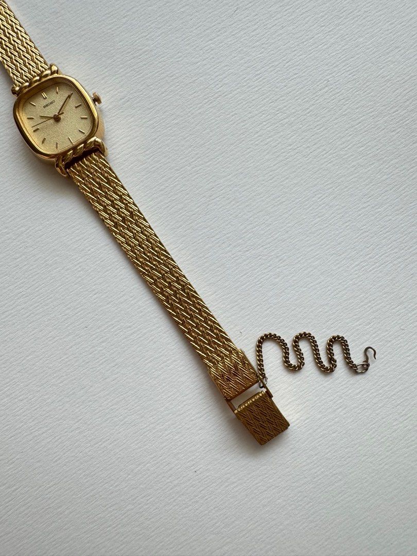 SEIKO Vintage Braided Gold-tone Rounded Square Ladies Watch