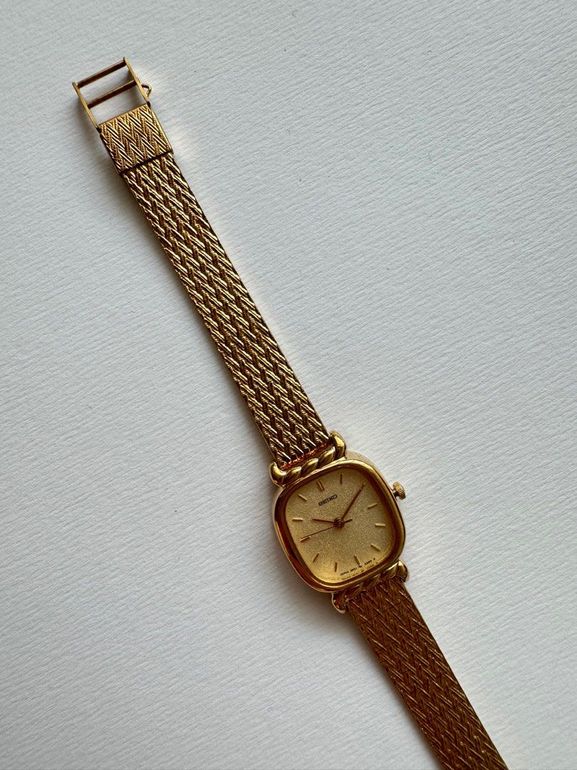 SEIKO Vintage Braided Gold-tone Rounded Square Ladies Watch