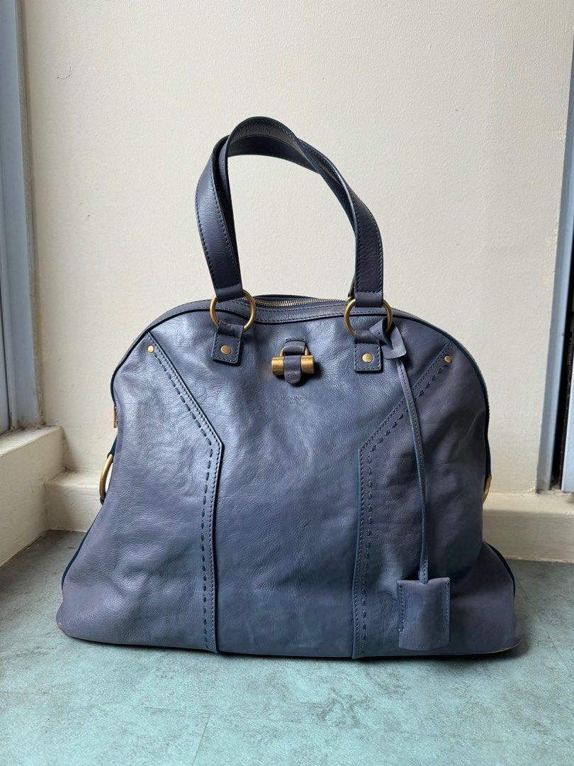 YSL Yves Saint Laurent Muse Large bag Blue Grey GHW