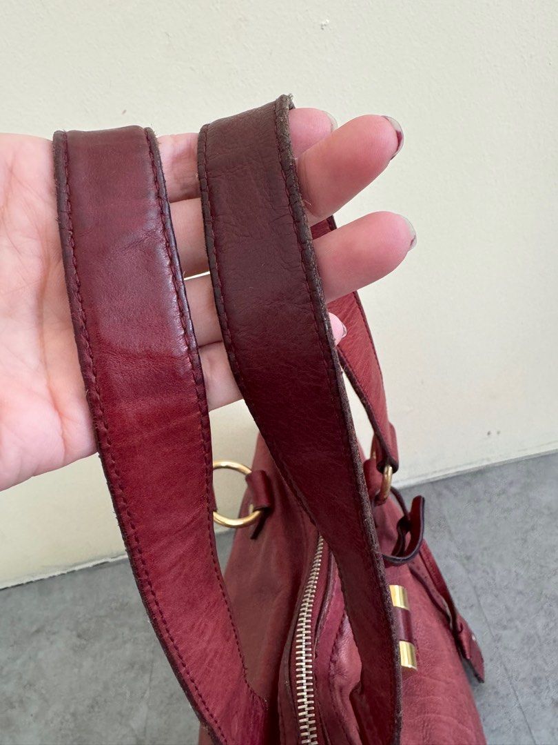 YSL Yves Saint Laurent Muse Bag in Burgundy Red Medium (Vintage)