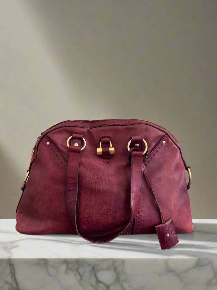 YSL Yves Saint Laurent Muse Bag in Burgundy Red Medium (Vintage)