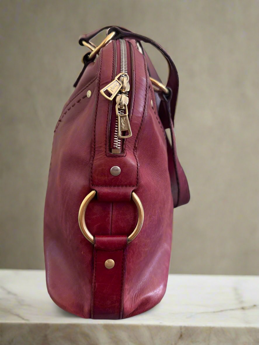 YSL Yves Saint Laurent Muse Bag in Burgundy Red Medium (Vintage)