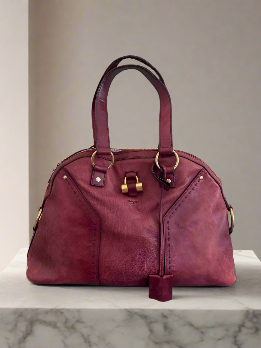 YSL Yves Saint Laurent Muse Bag in Burgundy Red Medium (Vintage)